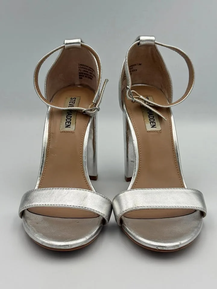 Steve Madden Silver Heels Women’s Size 7.5M thumbnail