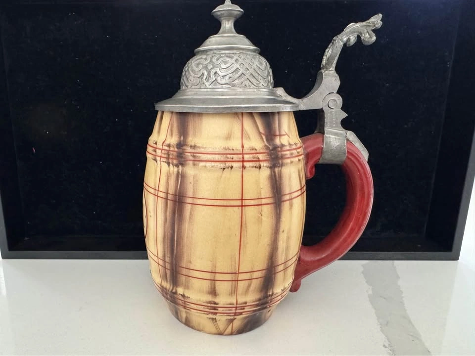 Antique German Lithophane Beer Stein w/ Pewter Lid §11 Mark - photo 4