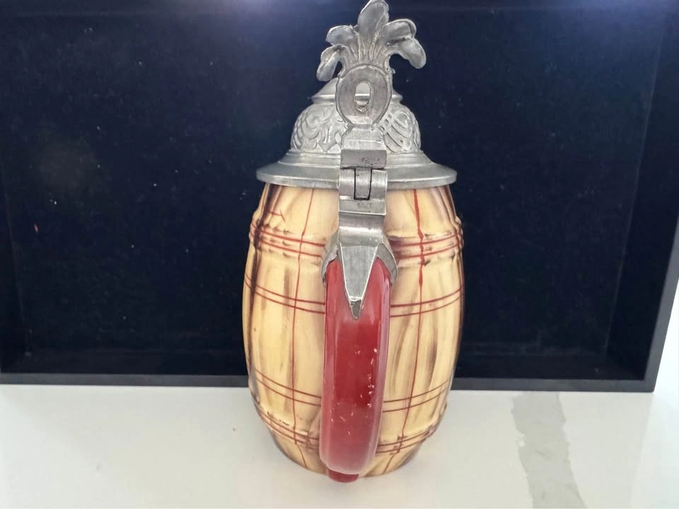 Antique German Lithophane Beer Stein w/ Pewter Lid §11 Mark - photo 5
