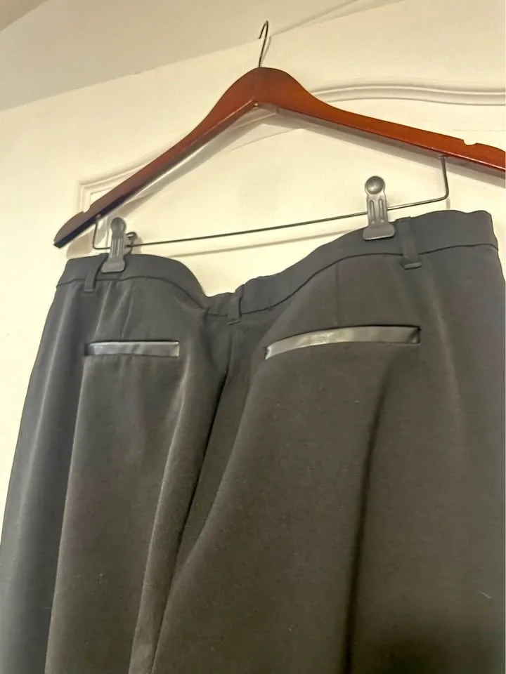 Size 12 Laura Straight-Leg Black Dress Pants with Faux Leather T - photo 4