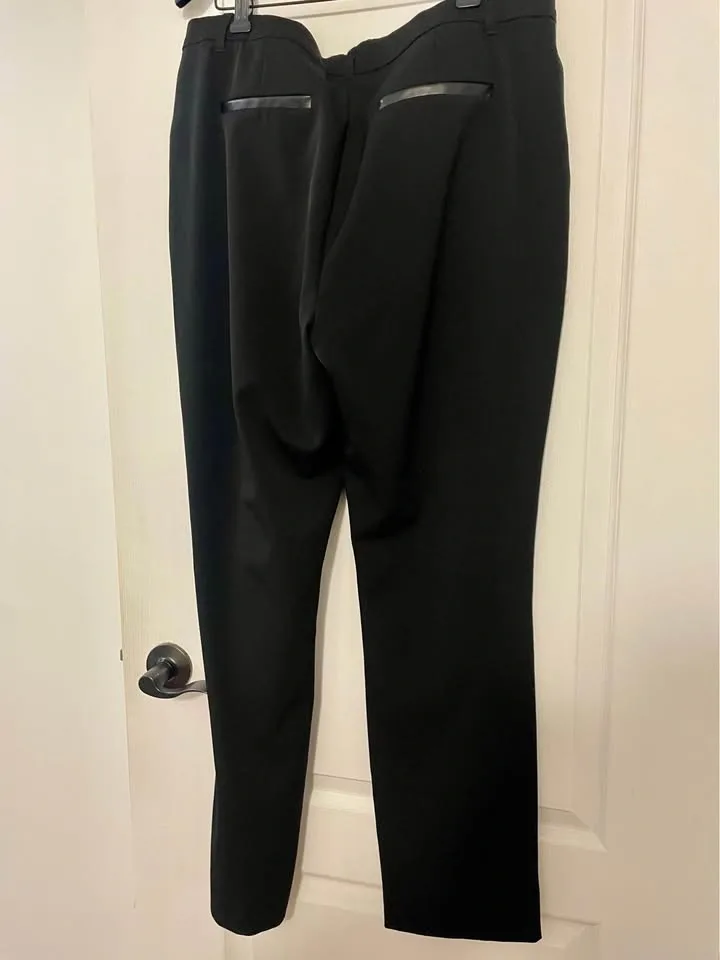 Size 12 Laura Straight-Leg Black Dress Pants with Faux Leather T - photo 5
