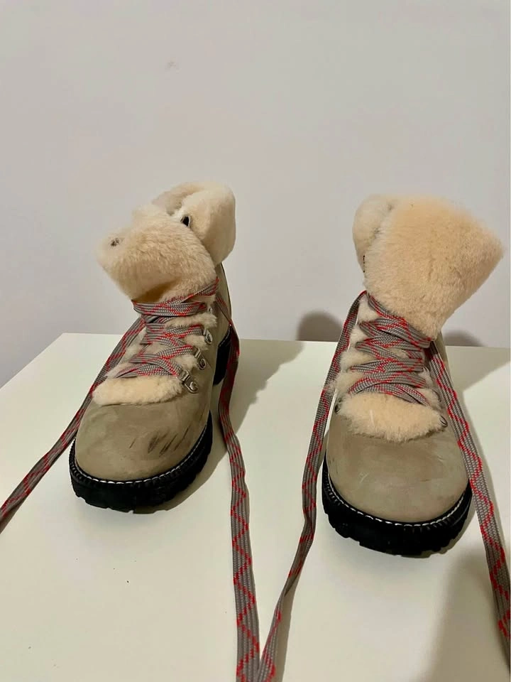J. Crew Beige Boots with Red Laces - Size 10