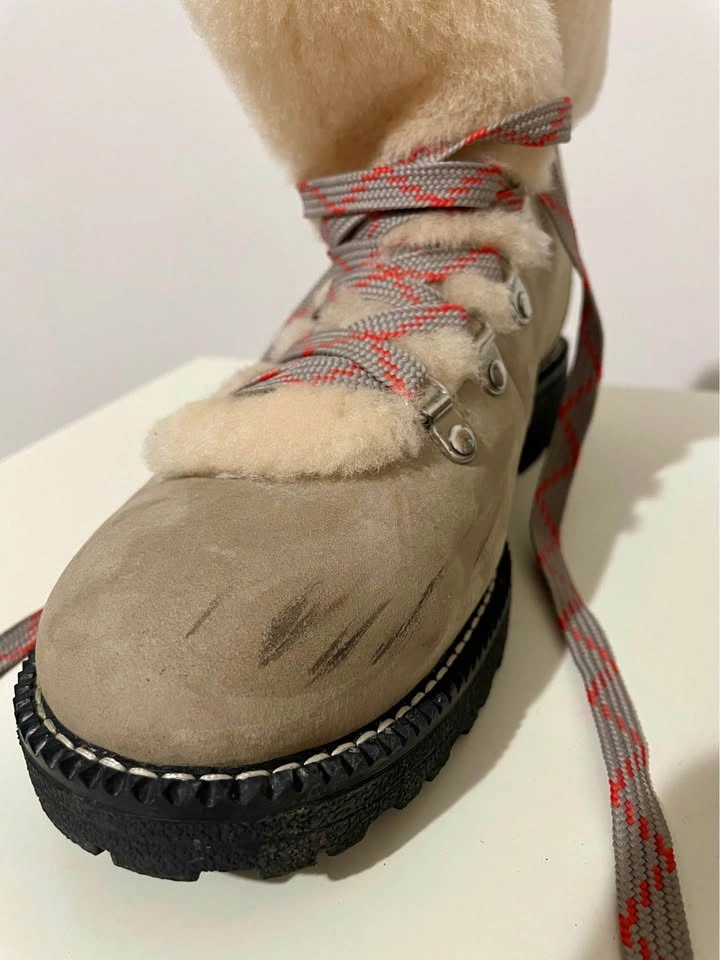 J. Crew Beige Boots with Red Laces - Size 10 - photo 2