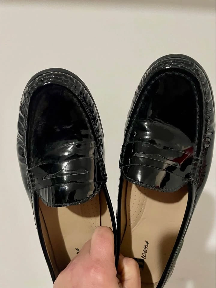 Browns Women's Black Patent Loafers Cushioned Insole Size 10 - photo 4