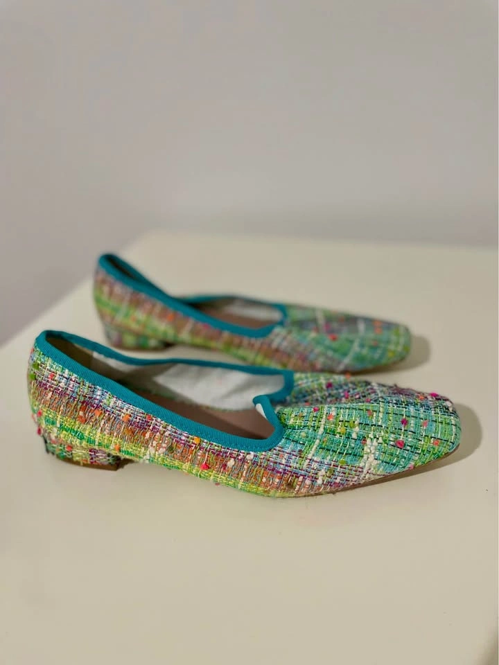 Michele Lopriore Green Multicolor Tweed Loafers - Women's Size 4 - photo 4