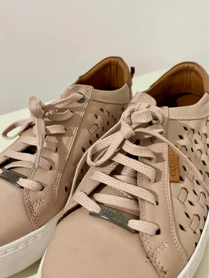 Carmela Perforated Lace-Up Sneakers Blush Pink Size 10 - photo 3