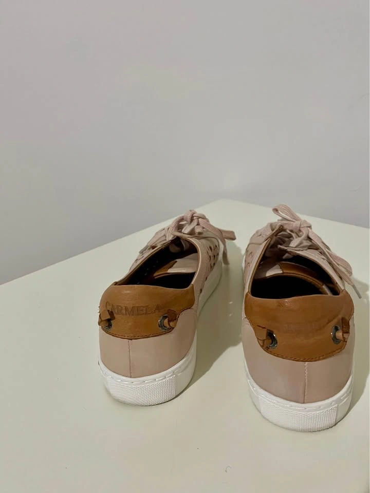 Carmela Perforated Lace-Up Sneakers Blush Pink Size 10 - photo 4