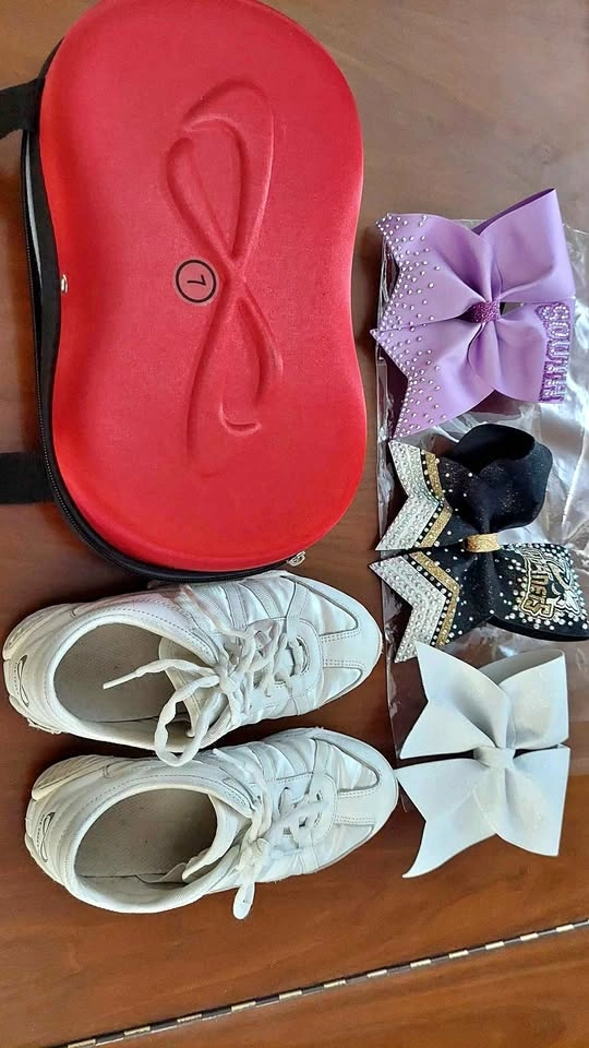 Cheerleader shoes and bows