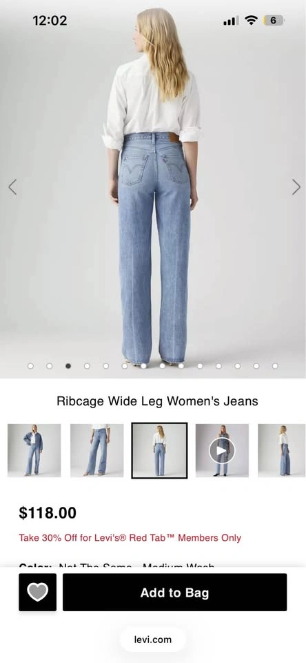 Levi's Ribcage Wide Leg Jeans - Size 30x30 - photo 3