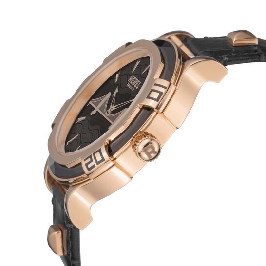 Men's Rebel RB102-8071 Brooklyn Bridge Rose-Gold Black Leather W - photo 2