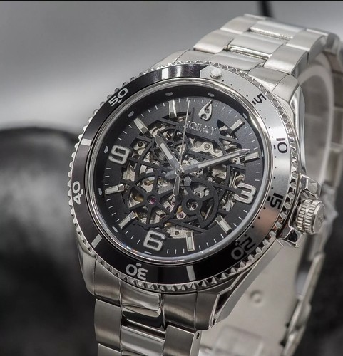Aquacy Skeleton Automatic Miyota Men's Watch 200M Black