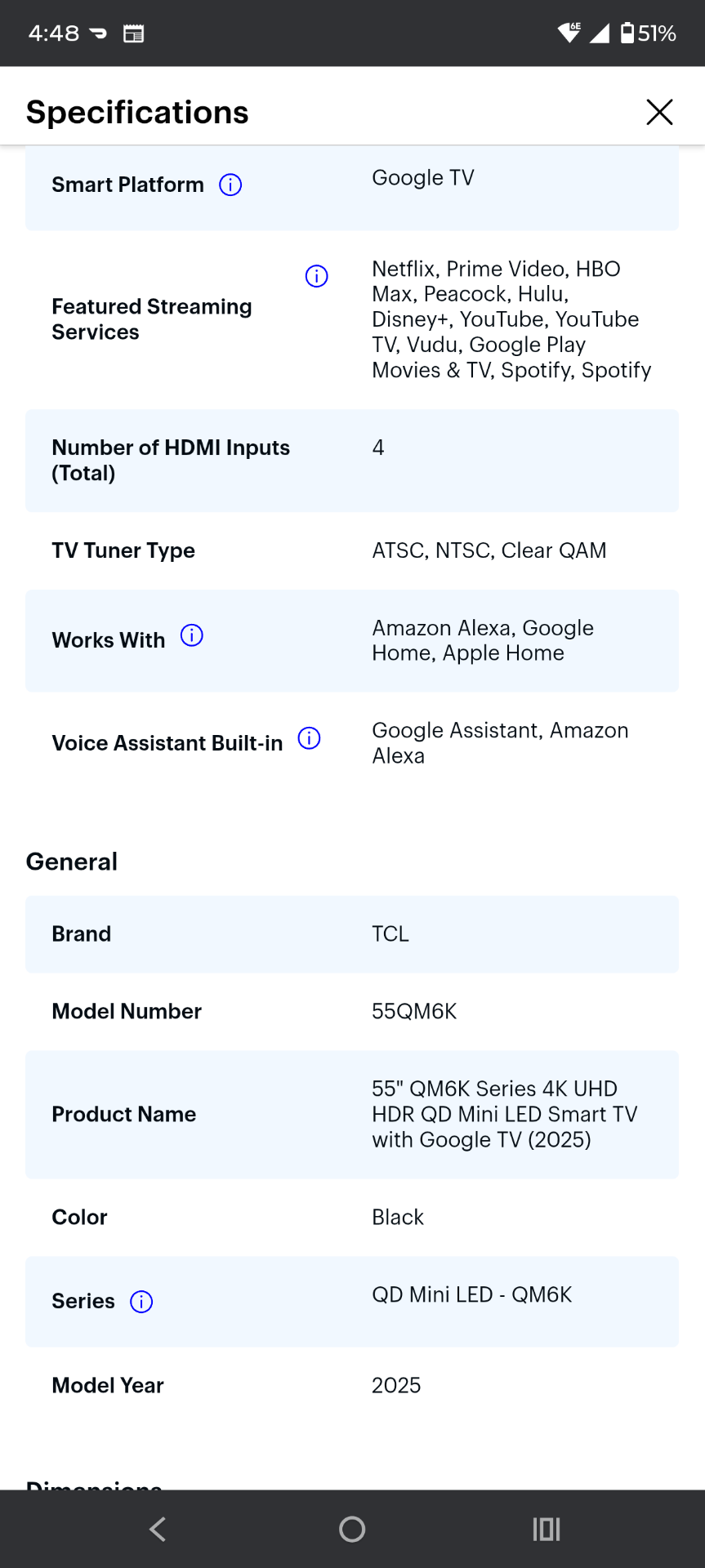 TCL QM6K 55" 4K TV - photo 5