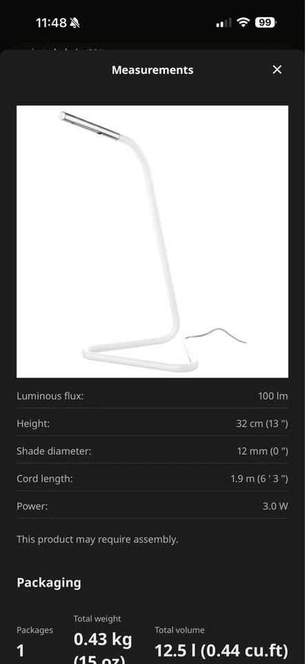 IKEA LED WORK LAMP USB plug-in - photo 3