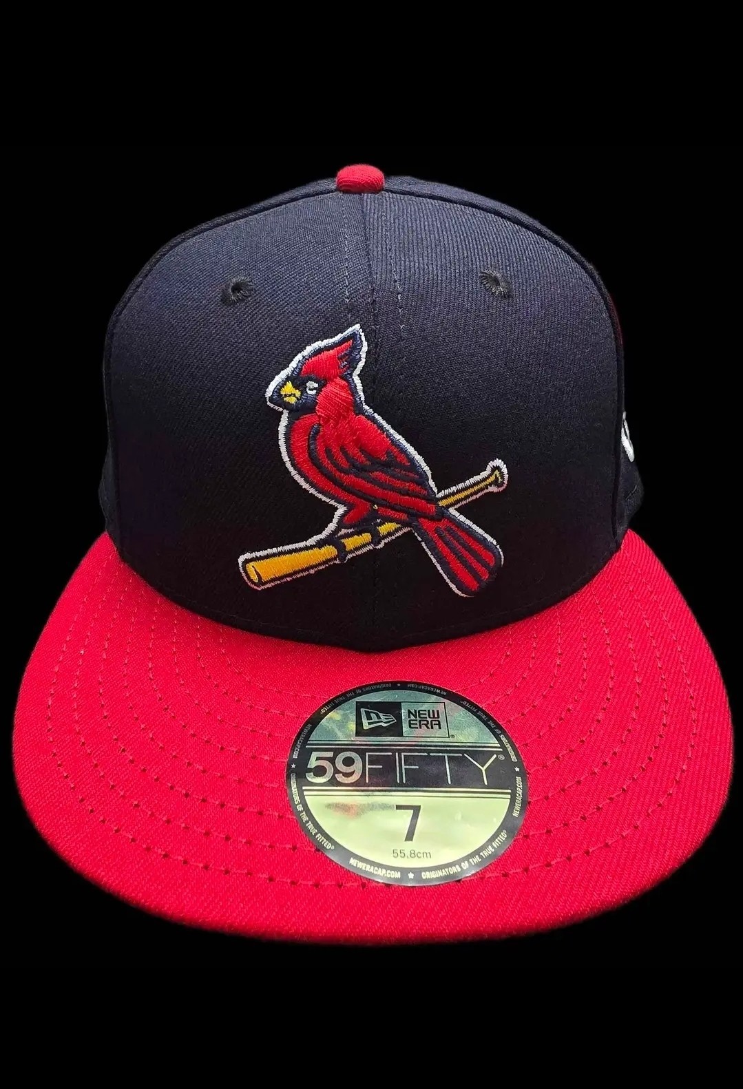 St. Louis Cardinals New Era 59FIFTY Fitted Hat Size 7 Black Red
