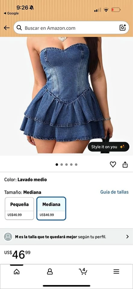 Y2k Women's Strapless Ruffle Layered Denim Mini Dress