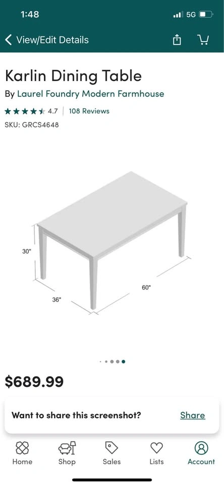 6 Person Dining Table with 6 Chairs - photo 5