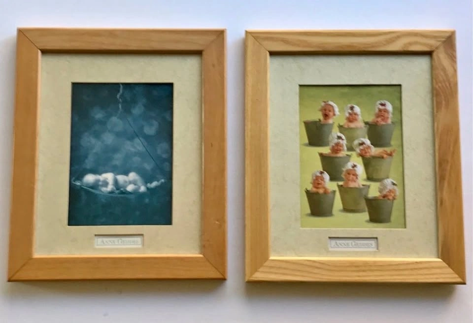 2 Anne Geddes Prints in Wood Frame
