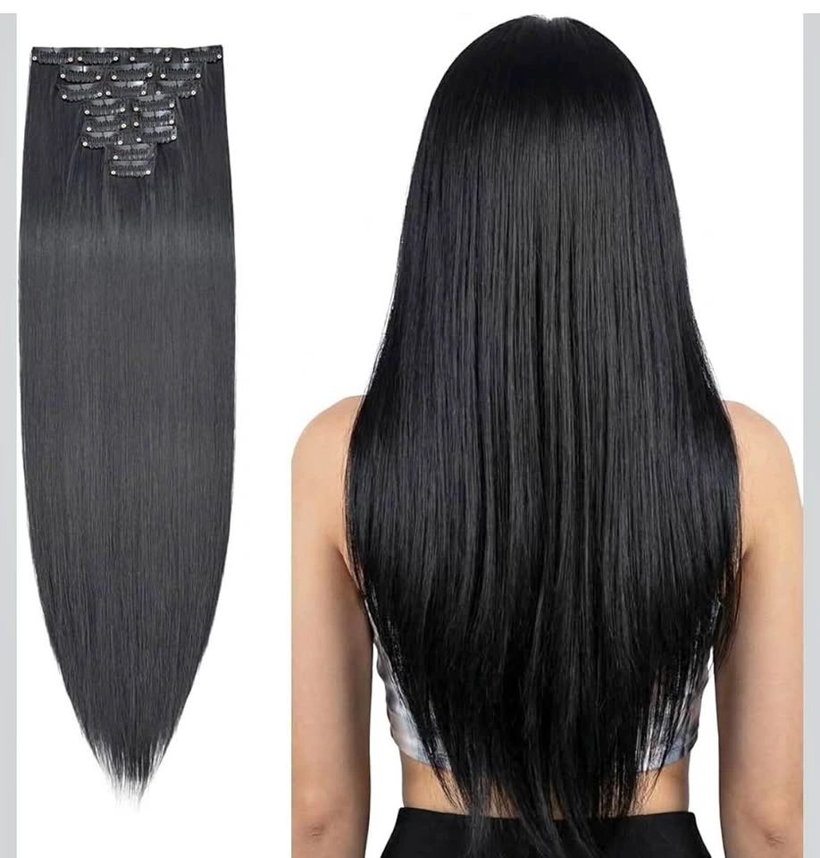 26 Inch Clip on Hair Extensions (Black)