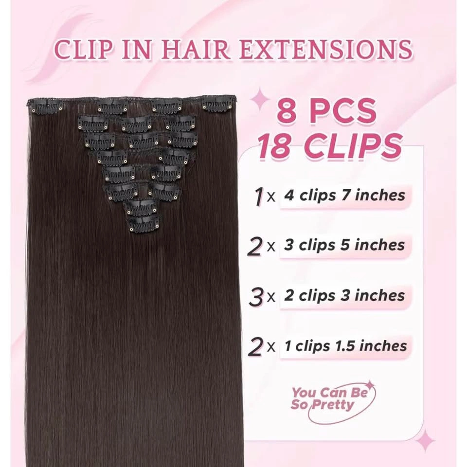 26 Inch Clip on Hair Extensions (Black) - photo 2
