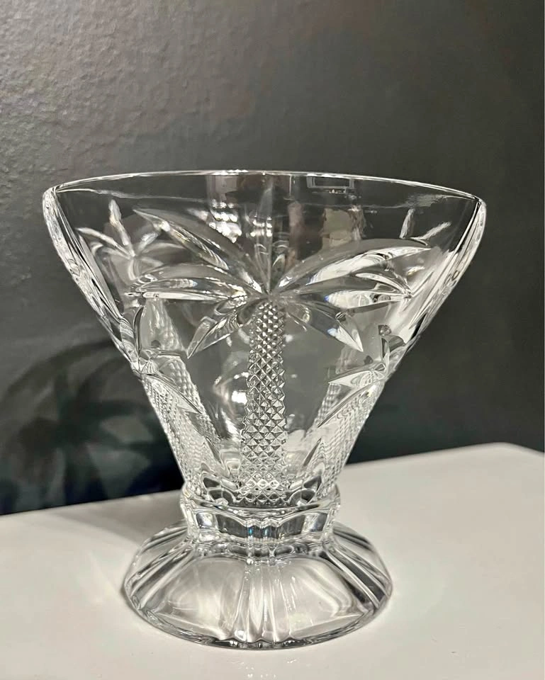Crystal dish with etched palm trees