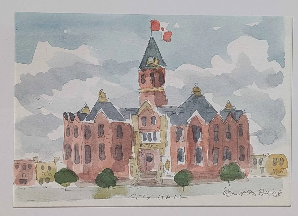 Original Watercolour Painting, "City Hall" - photo 2