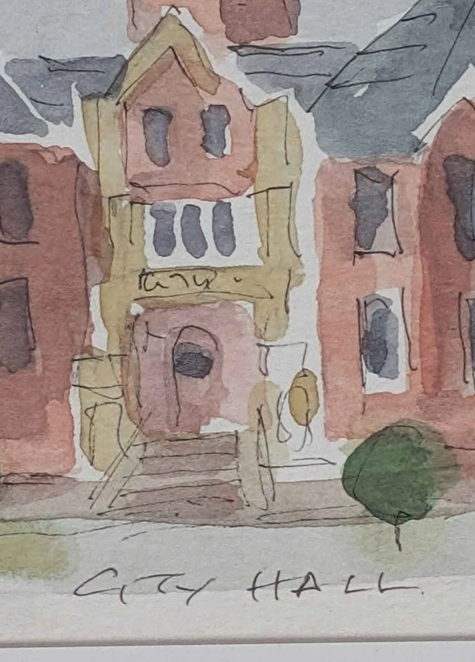 Original Watercolour Painting, "City Hall" - photo 3