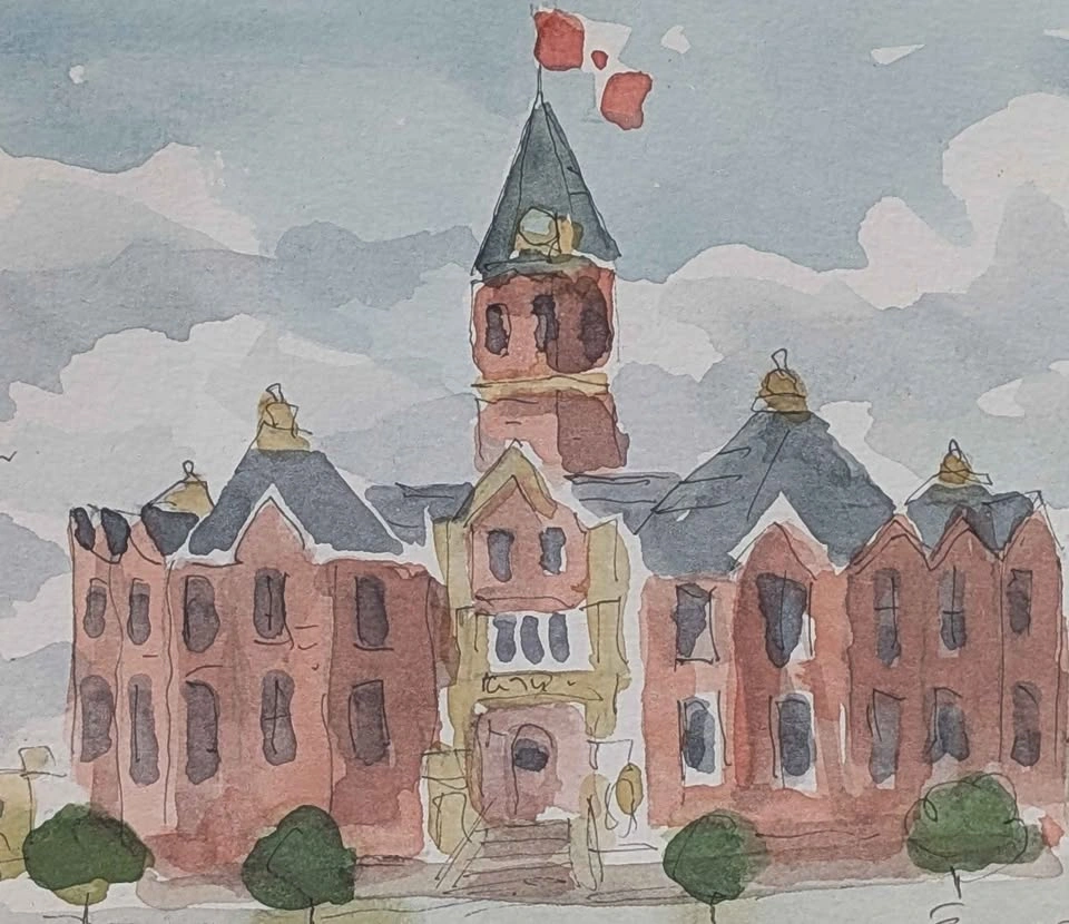 Original Watercolour Painting, "City Hall" - photo 5