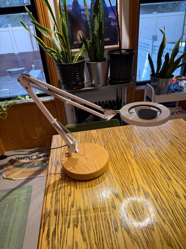 White Canvas Lamp w/weighted wood base - photo 2