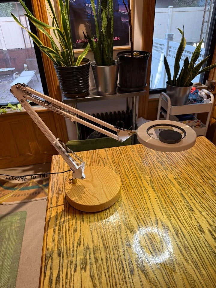 White Canvas Lamp w/weighted wood base - photo 3