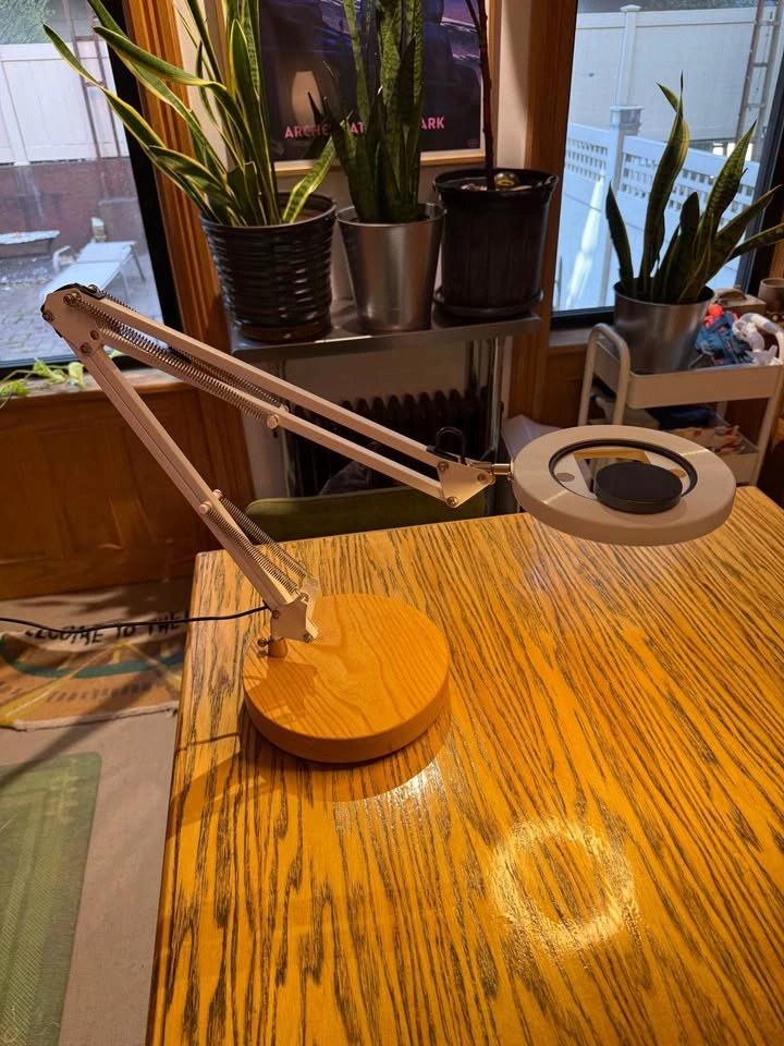 White Canvas Lamp w/weighted wood base - photo 4