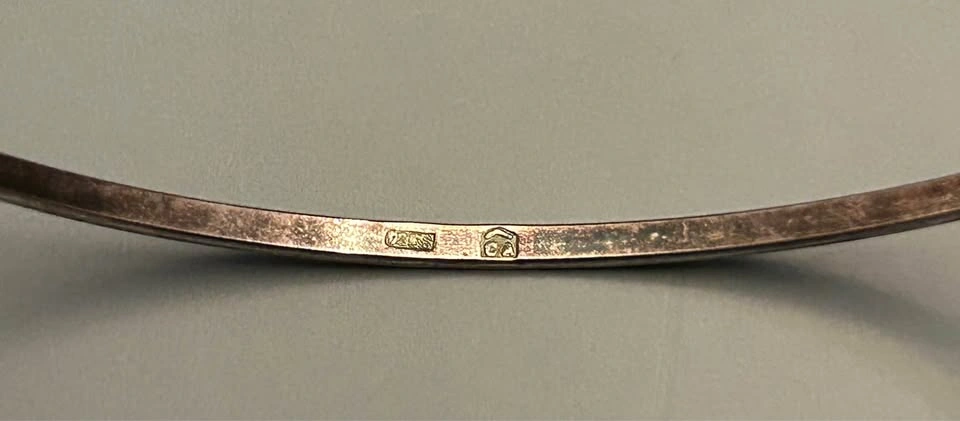 Vintage 925 Sterling Silver Bangle Bracelet Etched Design - photo 2