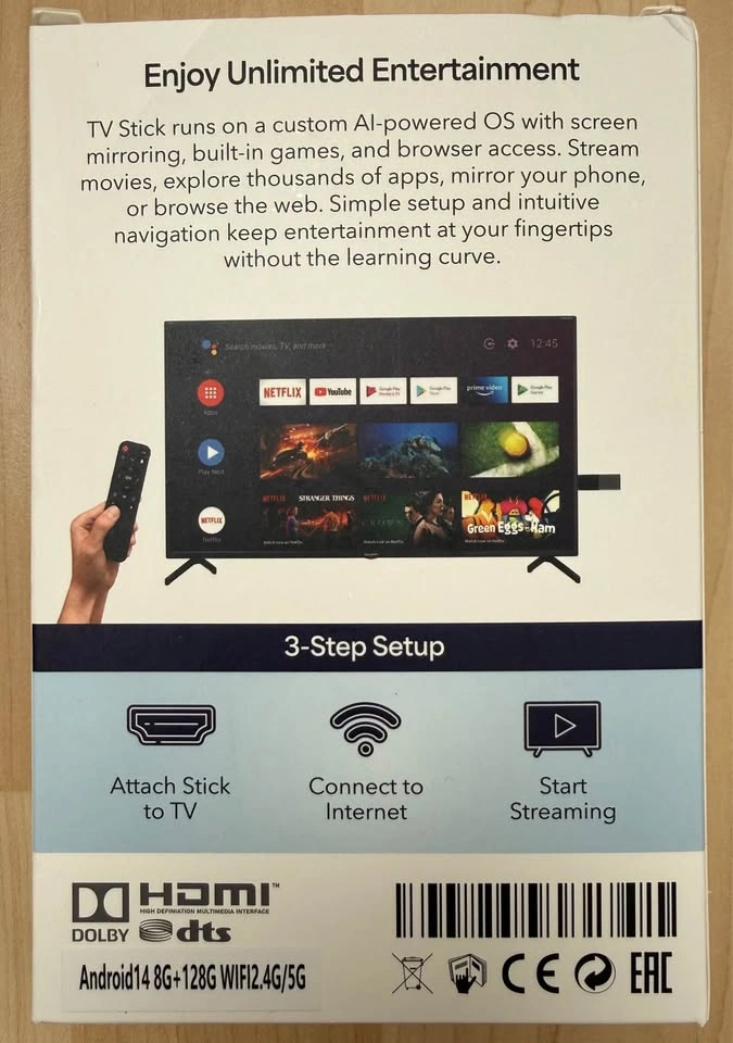 4K TV Stick w/ Chromecast, Android 14, 8GB RAM, 128GB- Brand New - photo 2