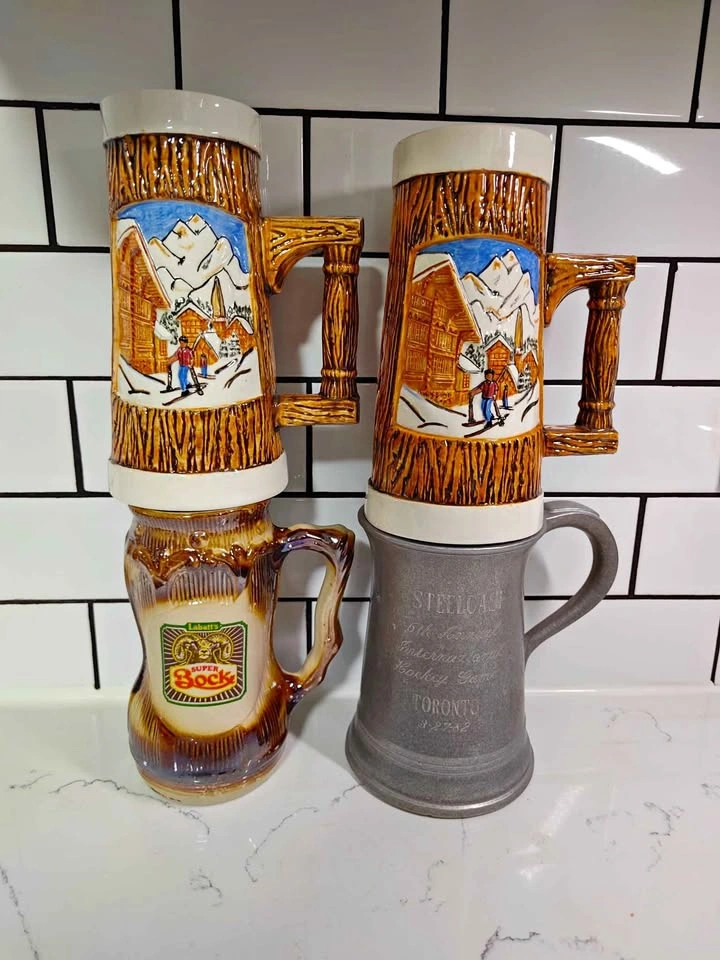 Vintage 70's - 80's Beer Steins x4