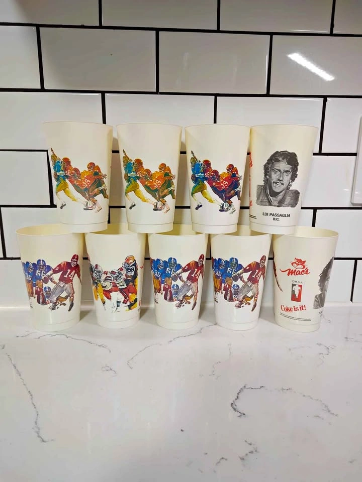 Vintage 80's CFL Macs Football Promo Cups x9