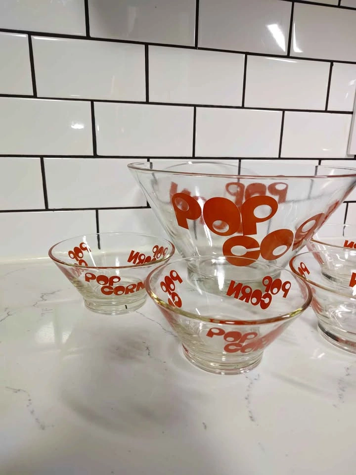 Vintage 70's Popcorn Wheaton Glass Bowl Set x5 - photo 2