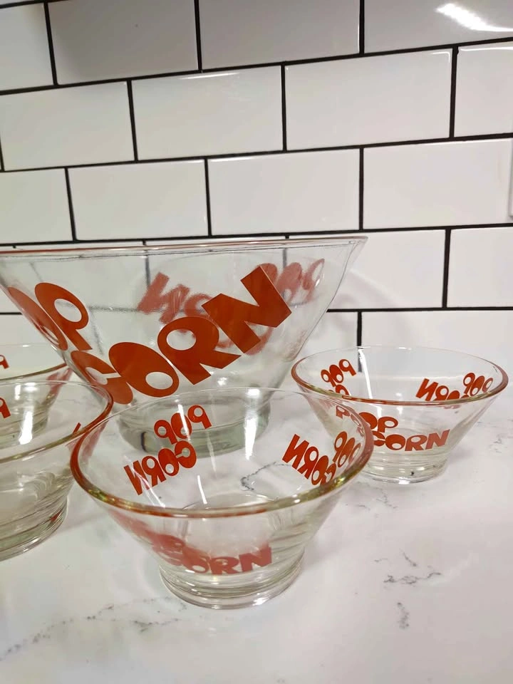 Vintage 70's Popcorn Wheaton Glass Bowl Set x5 - photo 3