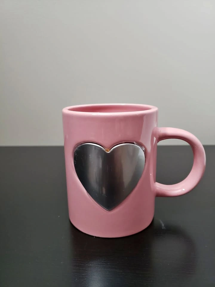 NEW! Pink Heart Engravable Ceramic Mug - 14 oz