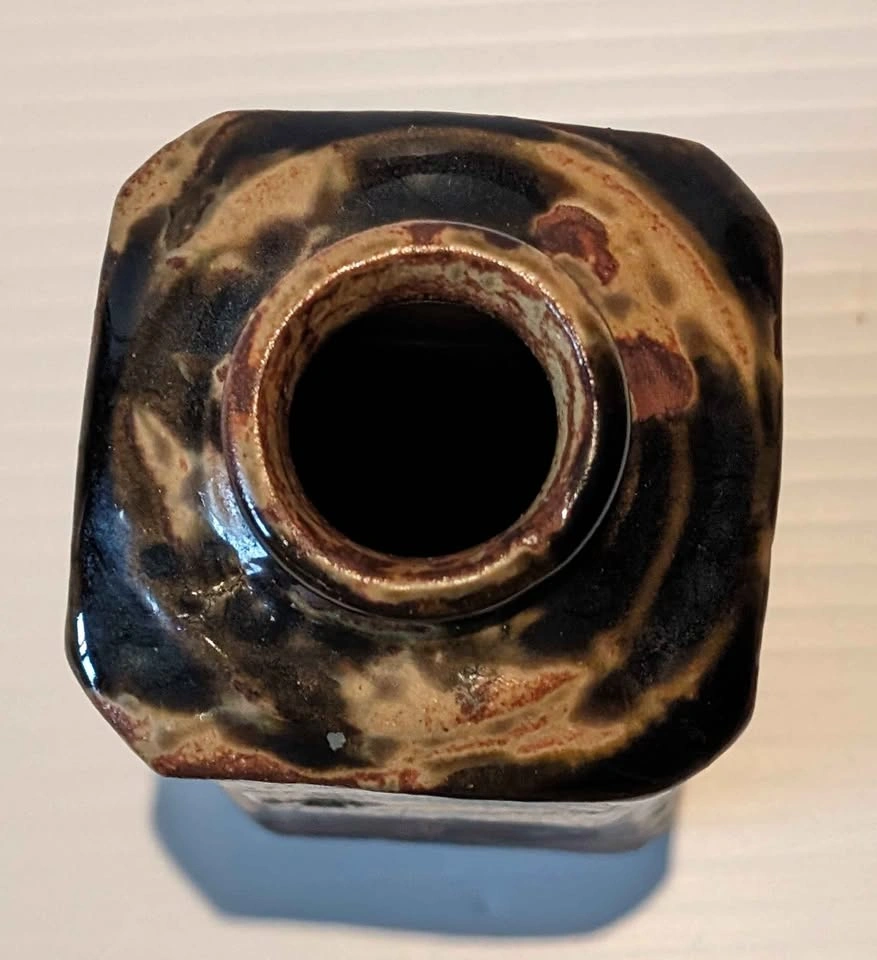 7" Red Clay Pottery Vase with Brown Drip Glaze - photo 2