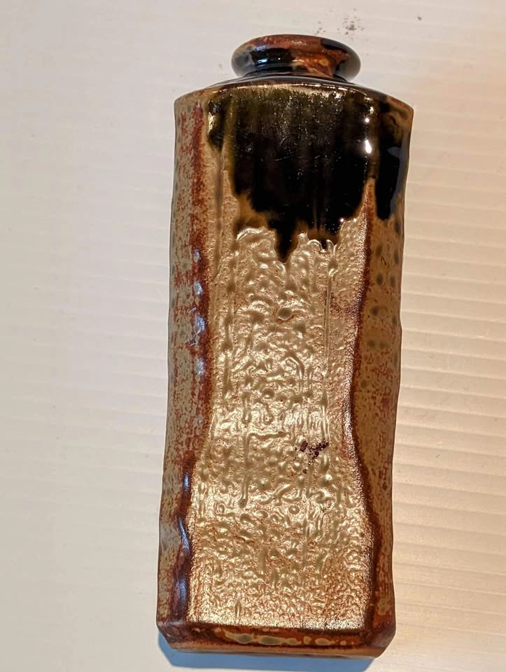 7" Red Clay Pottery Vase with Brown Drip Glaze - photo 4