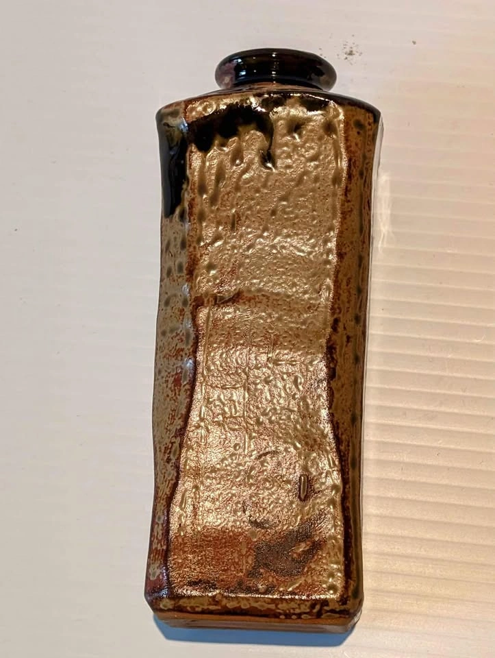 7" Red Clay Pottery Vase with Brown Drip Glaze - photo 5