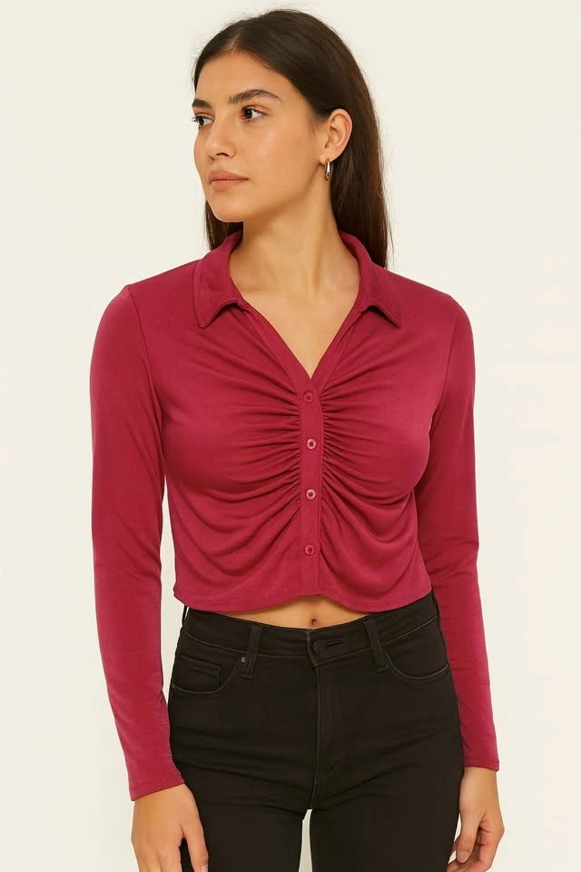 Stylish Ruched Hot Pink Top - Size S/M - photo 2