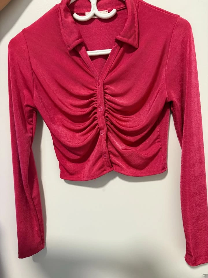 Stylish Ruched Hot Pink Top - Size S/M - photo 4