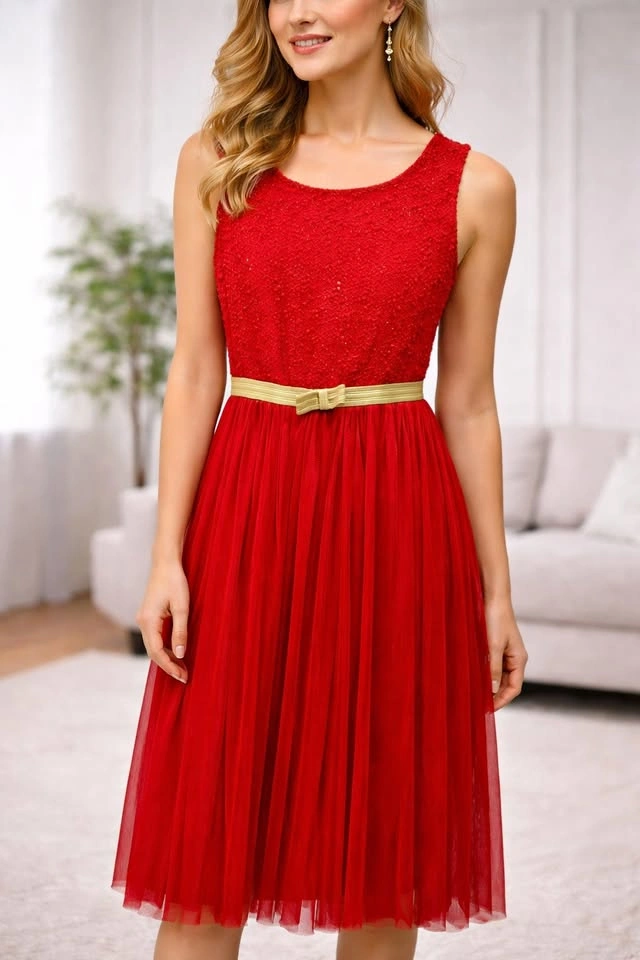 Elegant Red Christmas Dress, Holiday Party & Evening Wear