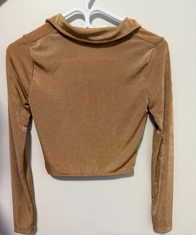 Stylish Ruched golden brown blouse - Size S - photo 4