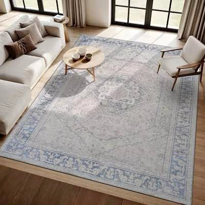 Brand new! LARGE Washable Area Rug Modern Distressed Oriental Ca