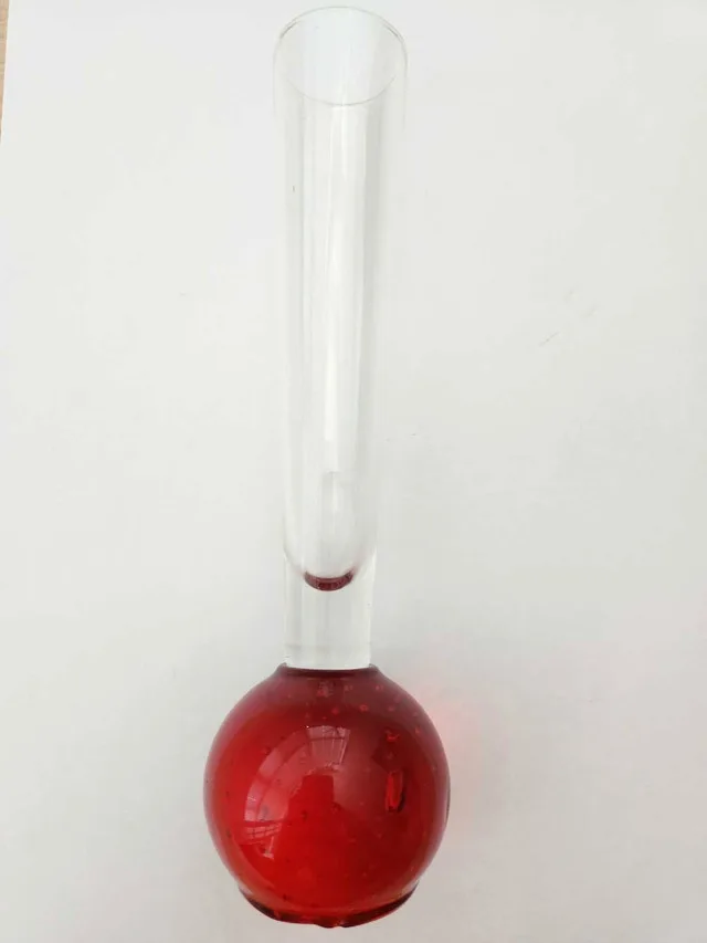Red Glass Bubble Stem Vase image indicator(2)
