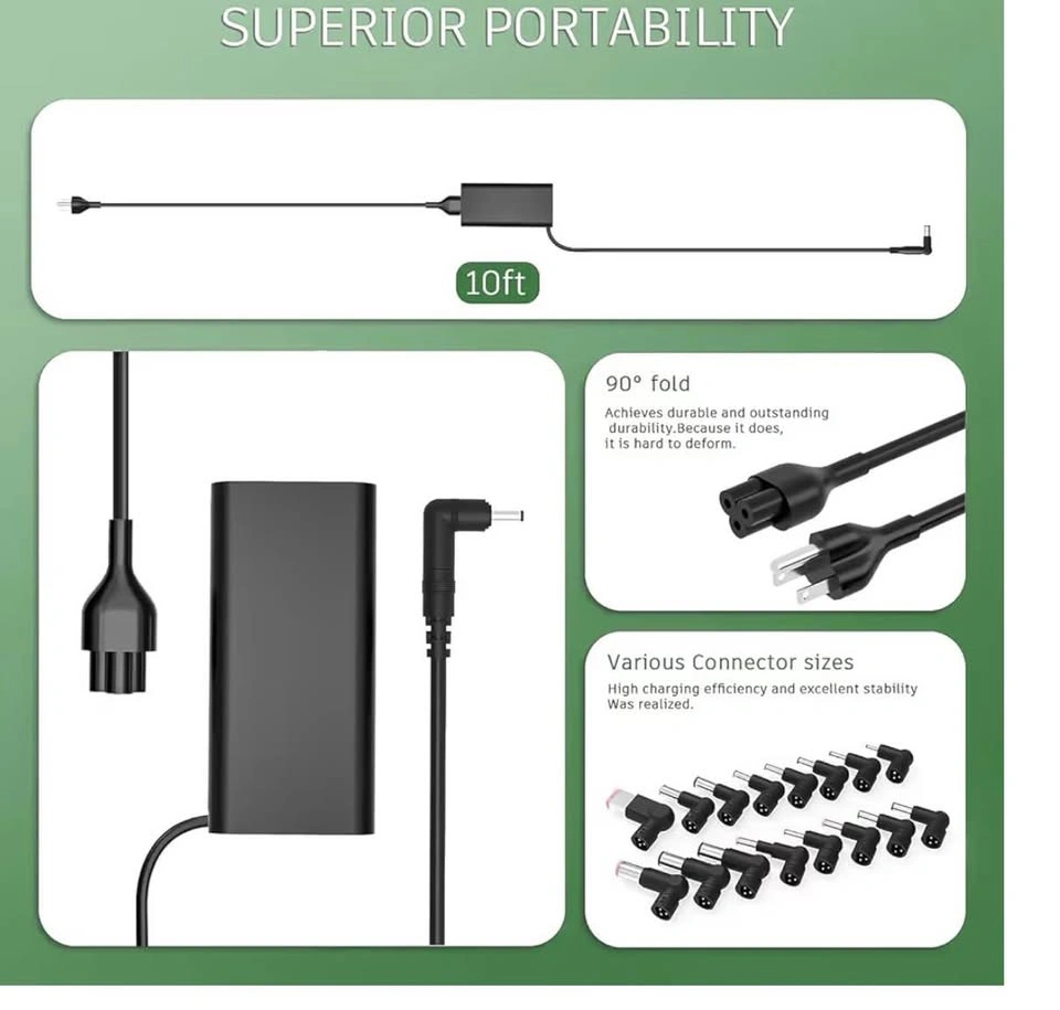 90W Universal AC Adapter Laptop Charger with 16 Tips - photo 3