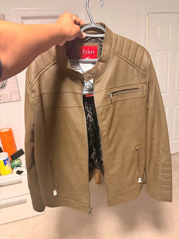 Guess Paxton Suede Moto Jacket Cognac XL