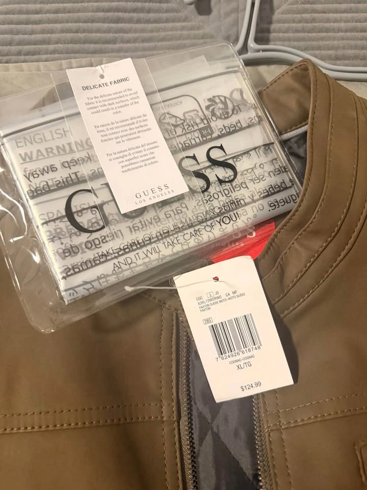 Guess Paxton Suede Moto Jacket Cognac XL - photo 3