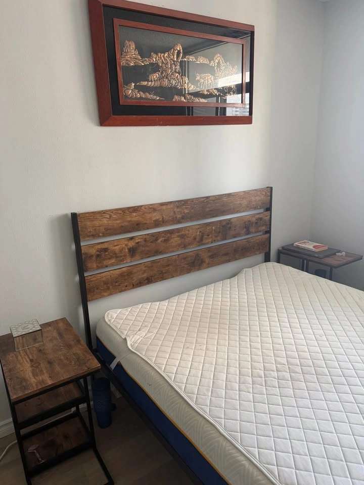 Queen Bed with Mattress and Side Table Set - photo 2